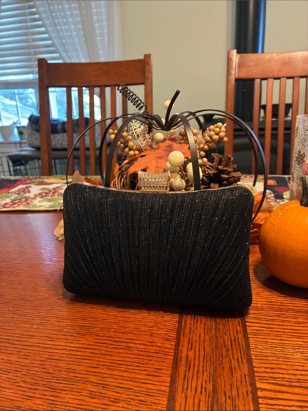 Lauren Lorraine Black Sparkle Evening Clutch